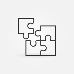 Four parts Puzzle vector icon in thin line style