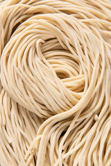 Close up of raw noodles. Dried raw noodles texture