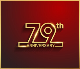 79 anniversary line style golden color for celebration on red background can be use for template, greeting card and celebration event