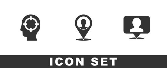 Set Head hunting, Location with person and icon. Vector