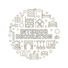 Interior Decoration vector round Design outline illustration