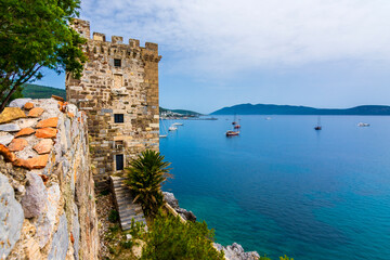Naklejka premium Bodrum marina view from Bodrum Castle in Turkey