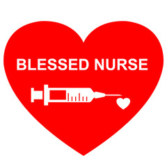 Nurse Day concept Red heart syringe medical sign