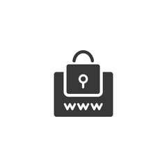 Secure web navigation. Security padlock. Internet concept. Isolated icon. Commerce glyph vector illustration