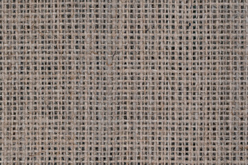 Top view of natural grey hessian or burlap cloth or gunny sack, formed of jute.