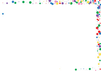 Yellow Dot Bold Background. Round Birthday Illustration. Orange Sparkle Confetti. Blue Anniversary Circle Texture. © Vlada Balabushka