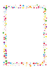 Obraz premium Green Colorful Star Background. Color Confetti Decoration. Blue Circle Illustration. Geometric Dot Decoration. Red Sparkle Square.