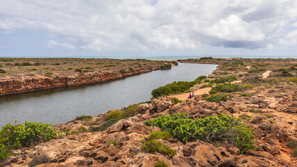 Landscape view of the mouth of Yardie Creek in the Ningaloo National Park near Exmouth in Western Australia