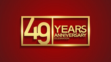 49 years anniversary logotype with golden color in square. vector can be use for template, greeting card, invitation and celebration event