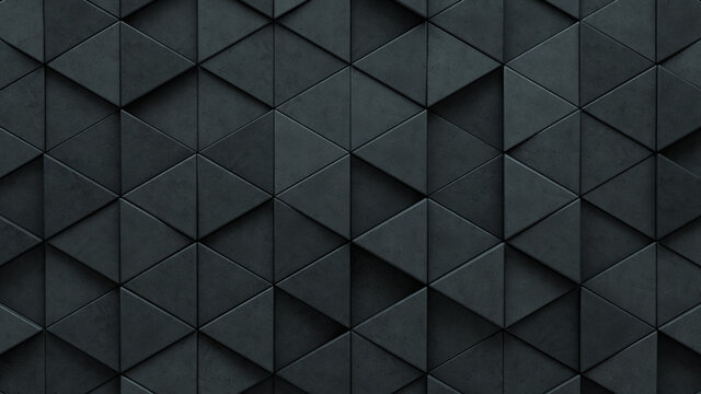 Concrete, Polished Wall background with tiles. Triangular, tile Wallpaper with 3D, Futuristic blocks. 3D Render