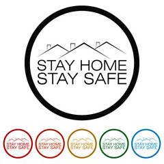 Stay home stay safe icon color set