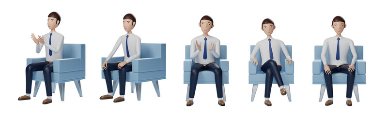 Set of Businessman cartoon character pose design