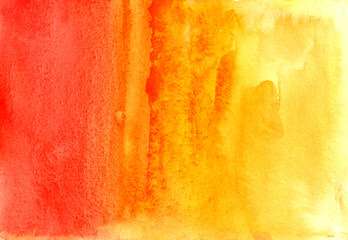 Hand drawn watercolor abstract orange background. Red and yellow colors
