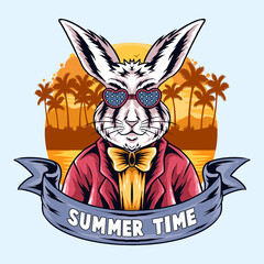 summer rabbits partying on the beach