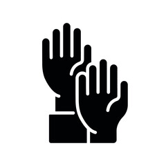 Raising hands glyph icon. Voting, poll. Customizable illustration. Vector isolated outline drawing.