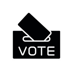 Ballot box glyph icon. Voting, poll. Customizable illustration. Vector isolated outline drawing.
