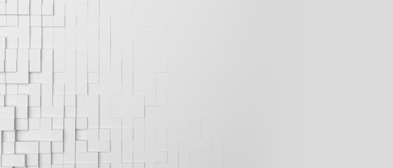 Random white cube block background wallpaper banner with copy space