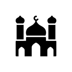 Islamic Mosque Masjid Building Vector Icon in Glyph Style. The holy place for Muslims to worship and pray. Vector illustration icons can be used for applications, websites, or part of a logo.