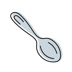 Spoon. Kitchenware sketch. Doodle line vector kitchen utensil and tool. Cutlery illustration