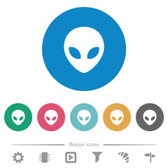 Alien head flat round icons