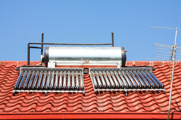 Fototapeta premium Solar Water Heating Tubes on a roof
