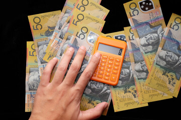 Australian Fifty Dollar banknote against black background