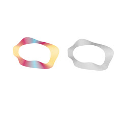 Two round blends in the form of a ribbon or wave color gradient and black and white on a white background. Can be used for yoga, technology, abstract backgrounds. 