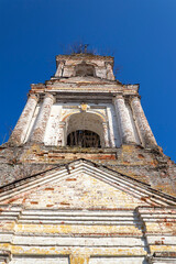Fototapeta na wymiar ancient stone Orthodox bell tower