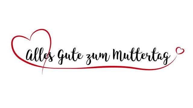 Happy Mother's Day Animation with red heart (written in German: Alles Gute zum Muttertag)