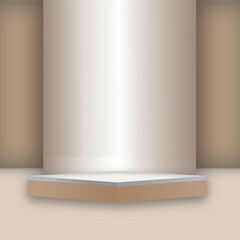 Brown gold background in 3d style with podium