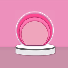 Pink abstract background with layer of circleand white stage
