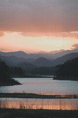 beautiful blue sky high peak mountains green forest guiding for backpacker camping backpacking hiking idea long weekend at waterfall river lake national park Kanchanaburi Thailand