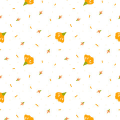 Seamless pattern with flowers and buds.  White background. For prints, backgrounds, wrapping paper, textile, wallpaper, etc. 