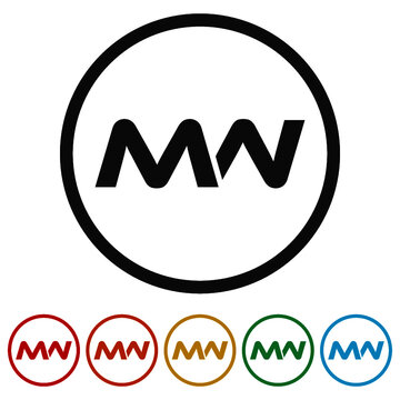 Initial letter MW ring icon color set