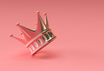 3D Render Illustration Turquoise Crown isolated on Color Background