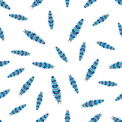 seamless pattern with cartoon caterpillar, vector illustration