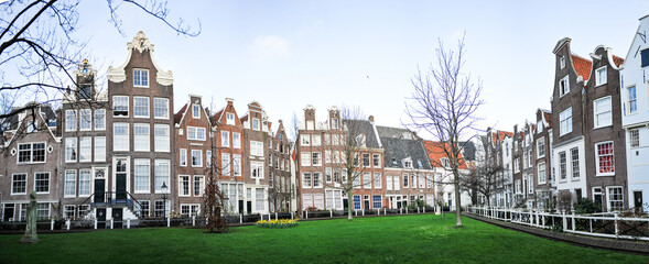 Naklejka premium Old houses of Amsterdam. Banner. Panorama