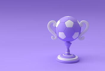 Fototapeta na wymiar 3D Render football trophy cup isolated on Color Background.