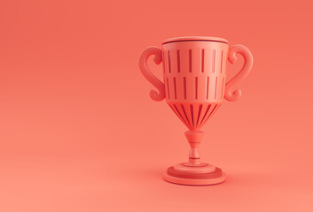 3D Render Trophy Cup isolated on Color Background.