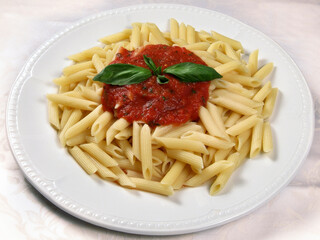 Pasta dish with tomato sauce 
