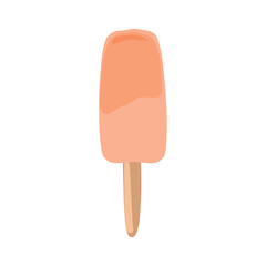 Ice cream on a stick, peach color. Illustration vector hand drawn flat style. Isolated on white background. 