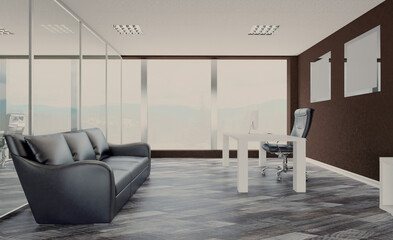 Modern office Cabinet.  3D rendering.   Meeting room. Mockup.   Empty paintings
