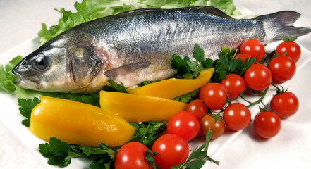 Tray of fish and shellfish 