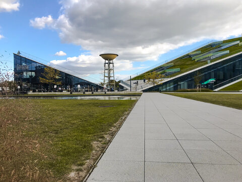 June 2019 - Hasselt, Belgium: The entrance to the tech and research hub Corda Campus, a reconverted Philips site