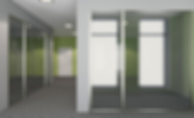 Unfocused, Blur phototography.  Empty modern office Cabinet. Meeting room. 3D rendering.