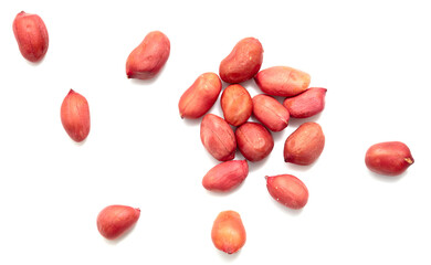 Peanut nuts isolated on white background.
