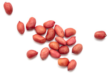 Peanut nuts isolated on white background.