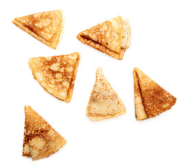 Pancakes made from dough isolated on a white