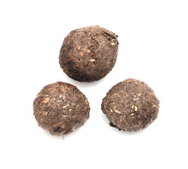 Rabbit excrement isolated over white