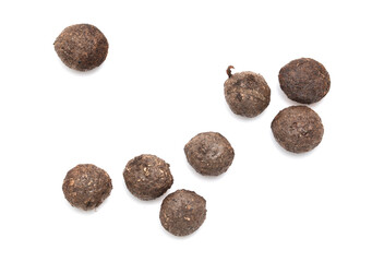 Rabbit excrement isolated over white